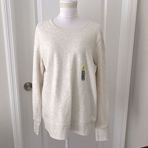 TEK GEAR Ultra Soft Crew Neck Sleeves with Thumb holes Oatmeal - Picture 1 of 6
